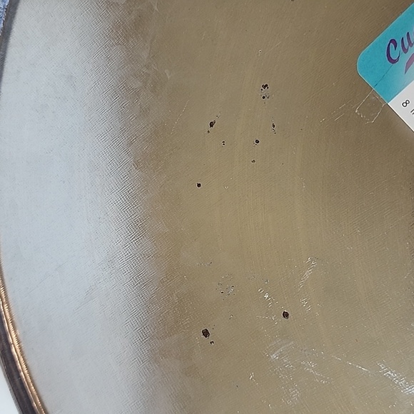 Serving Tray Galvanized Metal Red  13 inch round 2.25 inches deep - Picture 5 of 6